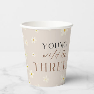 Boho Daisy Floral Young Wild & THREE Cups