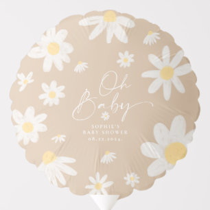 Boho Daisy Flower Baby Shower Balloon