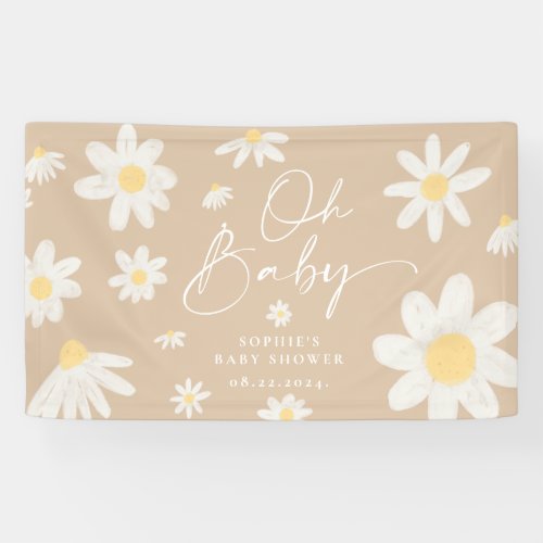 Boho Daisy Flower Baby Shower Banner