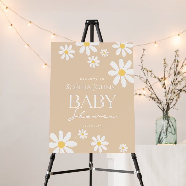 Boho Daisy Flowers Baby in Bloom baby shower  Foam Board (In Situ (Stand))