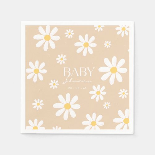 Boho Daisy Flowers Baby in Bloom baby shower  Napkins