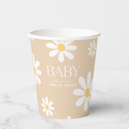 Boho Daisy Flowers Baby in Bloom baby shower Paper Cups