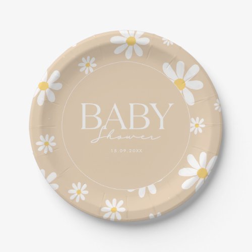 Boho Daisy Flowers Baby in Bloom baby shower  Paper Plates
