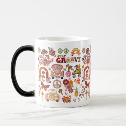 Boho Daisy Flowers Retro Groovy Floral design Magic Mug