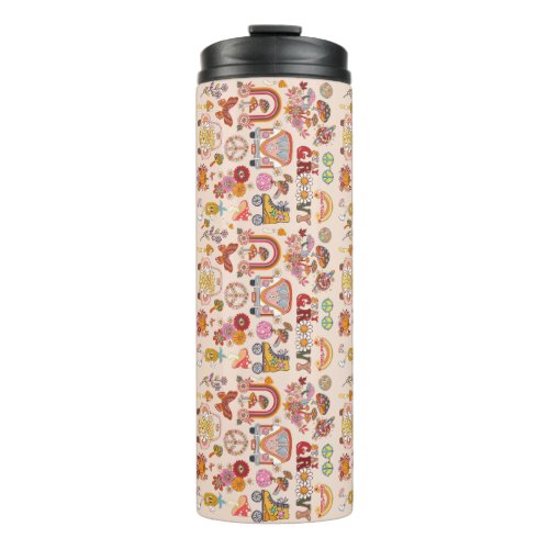 Boho Daisy Flowers Retro Groovy Floral design Thermal Tumbler