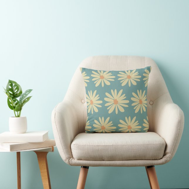 Boho daisy flowers throw pillow (Chair)