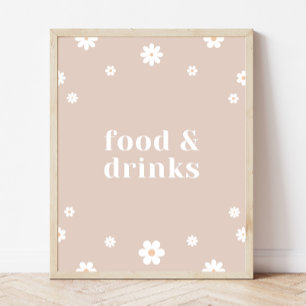 Boho Daisy Food & Drinks Birthday Party Sign