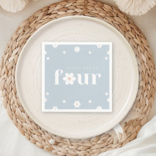 Boho Daisy Fourth Birthday Napkin