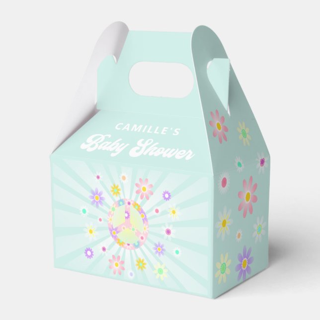 Boho Daisy Girl Baby Shower Favor Boxes (Front Side)
