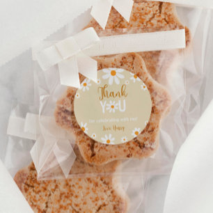 Boho Daisy Light 1st Birthday Thank You Tags