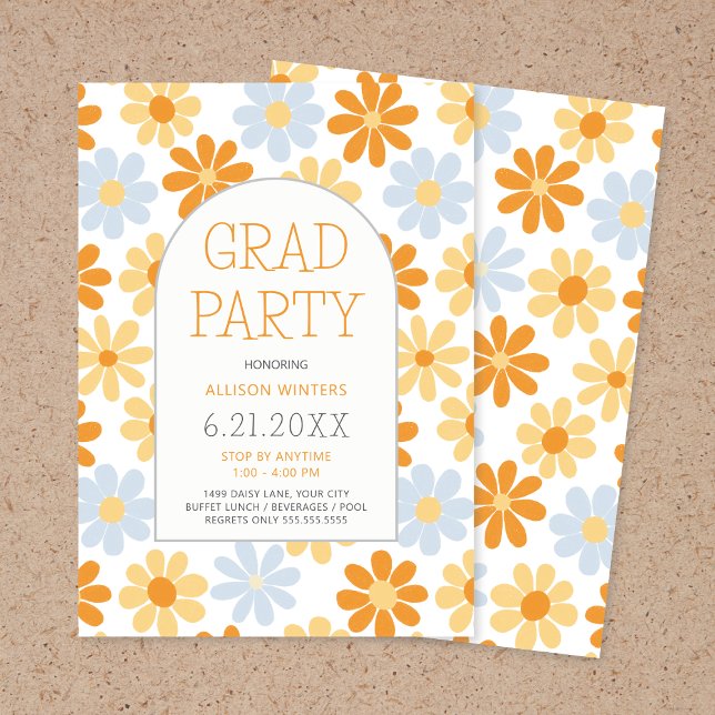 Boho Daisy Open House Grad Party  Invitation (Creator Uploaded)