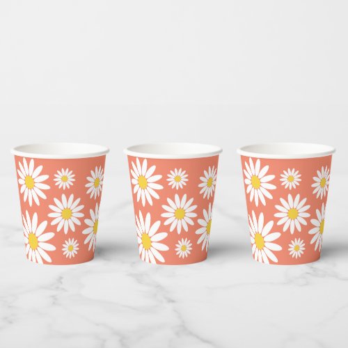 Boho Daisy Paper Cups