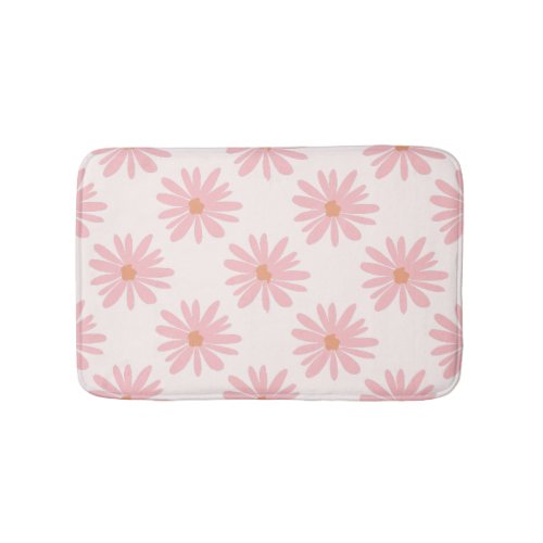 BOHO Daisy Pattern Salmon Pink Retro Bath Mat