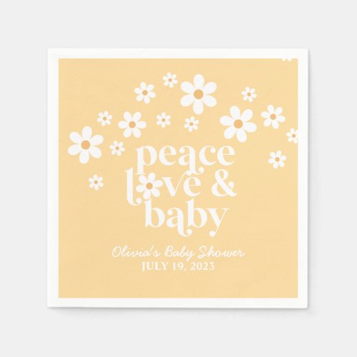 boho Daisy peace love baby  Napkins