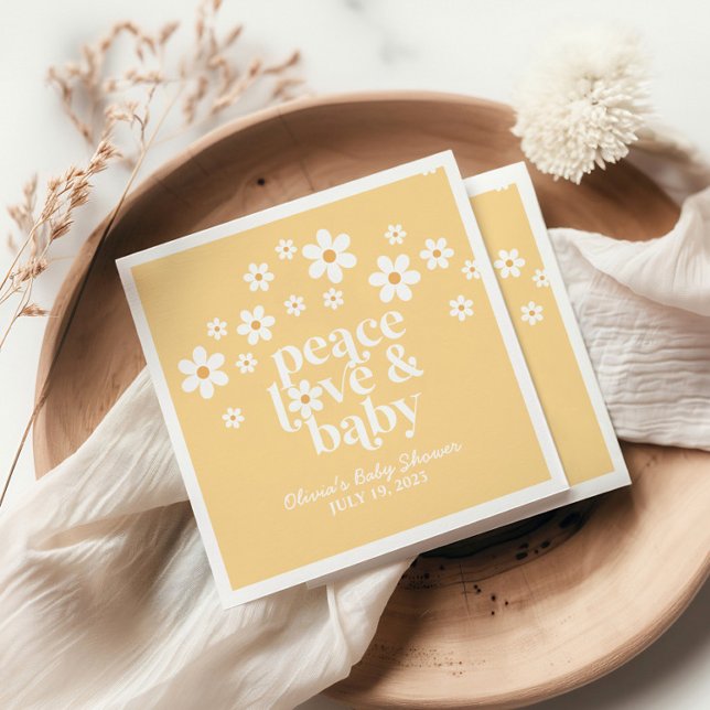 boho Daisy peace love baby  Napkins (Creator Uploaded)