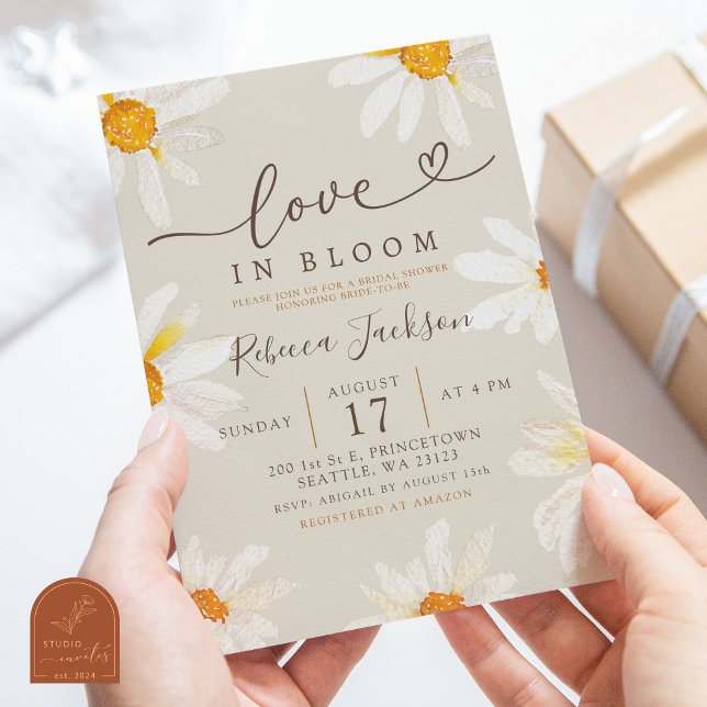 Boho Daisy Summer Love in Bloom Bridal Shower Invitation (Creator Uploaded)