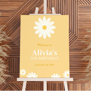 Boho Daisy Two Floral Golden Bohemian 2nd Birthday Foam Board
