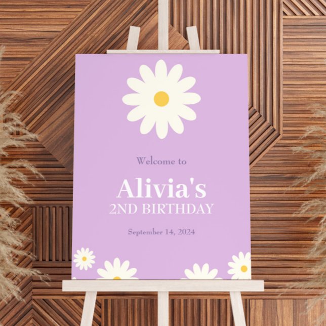 Boho Daisy Two Floral Purple Bohemian 2nd Birthday Foam Board (Creator Uploaded)