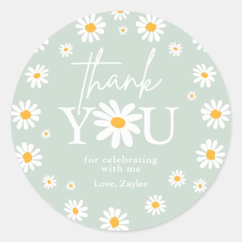 Boho Daisy Two Wild 2nd Birthday Party Favors Classic Round Sticker