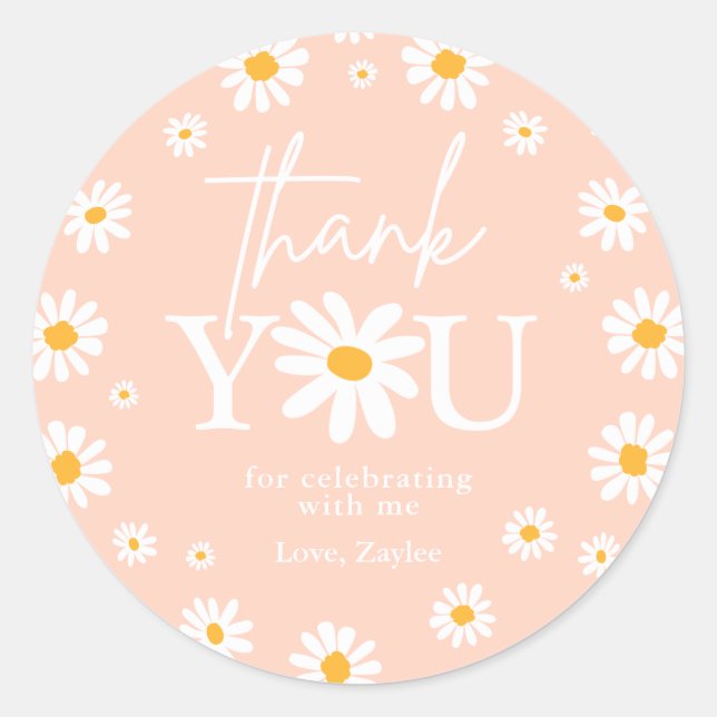 Boho Daisy Two Wild 2nd Birthday Party Favors Classic Round Sticker (Front)