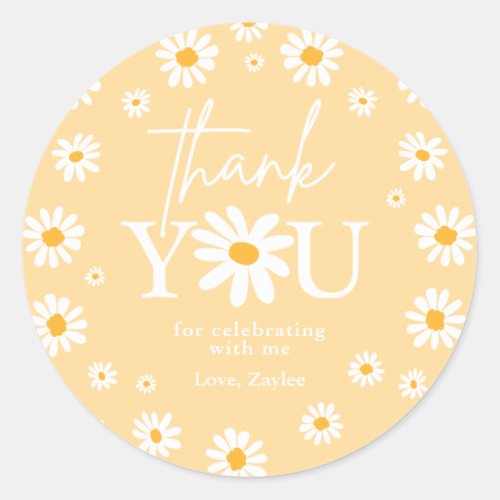 Boho Daisy Two Wild 2nd Birthday Party Favors Classic Round Sticker