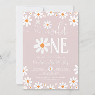 Boho Daisy Wild One 1st Birthday Invitation