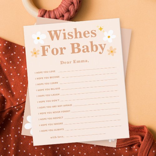 Boho Daisy wishes for baby advice cards