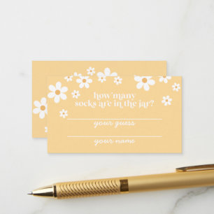 Boho daisy yellow floral Baby Shower Diaper Raffle Enclosure Card