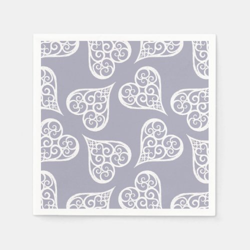 Boho Damask Heart Pattern Elegant Feminine Chic Napkins