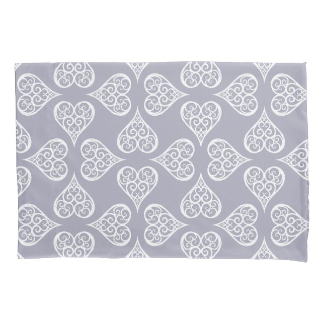 Boho Damask Heart Pattern Elegant Feminine Chic Pillow Case (Front-Left)