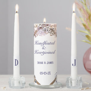 Boho Dandelion Floral Pagan Handfasting Unity Candle Set