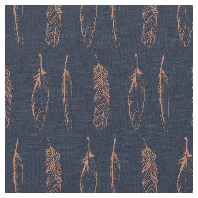 boho dark dreamy feather hippie spiritual pattern fabric (Close Up)