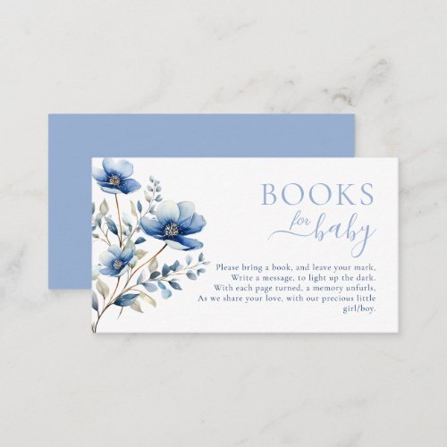 Boho Dark  Dusty Blue Wildflowers Books for Baby Enclosure Card