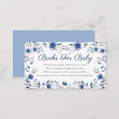 Boho Dark  Dusty Blue Wildflowers Books for Baby Enclosure Card