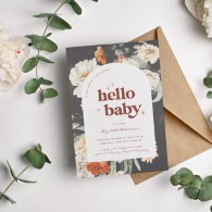 Boho Dark Floral Greenery Botanical | Baby Shower Invitation