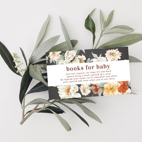 Boho Dark Floral Greenery Botanical Book Request Enclosure Card