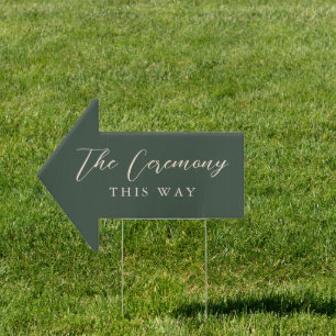 Boho Dark Green Chic Wedding Direction Modern Sign