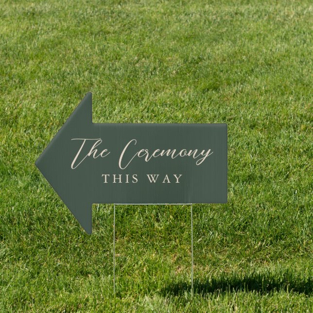 Boho Dark Green Chic Wedding Direction Modern Sign (Insitu)