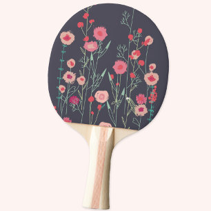 Boho Dark Plymouth Flowers Modern Painting Ping Pong Paddle