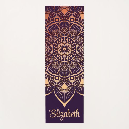 Boho Dark Purple Mandala Custom Name Yoga Mat