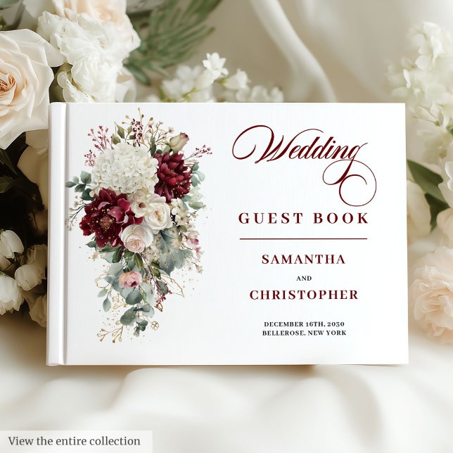 Boho dark red gold roses wedding guest book style (Boho dark red gold roses wedding guest book style

)