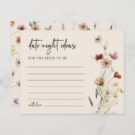 Boho Date Night Ideas<br><div class="desc">This stylish & elegant Boho Date Night Ideas features gorgeous hand-painted watercolor wildflowers arranged as a lovely bouquet. Find matching items in the Boho Wildflower Bridal Shower Collection.</div>