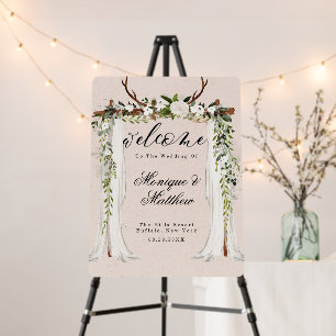 Boho Deer Antler Marsala Pink Canopy Wedding Foam Board