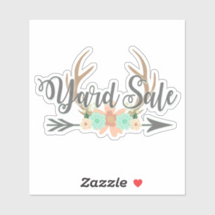 BOHO Deer Antlers Arrow Yard Sale Sticker