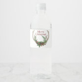 Holly Mistletoe Christmas Water Bottle Labels