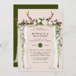Boho Deer Antlers White Canopy Rustic Wedding Invitation at Zazzle