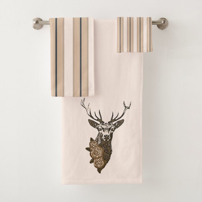 Boho Deer Bath Towel Set (Insitu)