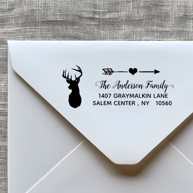 Boho Deer Calligraphy Address Family Handwritten Self-inking Stamp (Creator Uploaded)