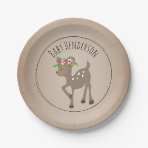 Boho Deer Cardstock Inspired Custom Baby Shower Paper Plates