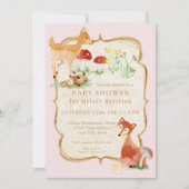 BOHO Deer Fox Owl Forest Pink Girl Baby Shower Invitation (Front)